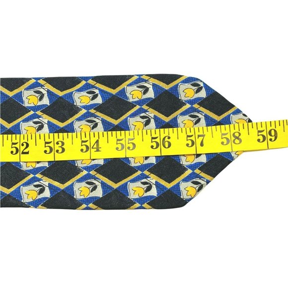 Robert Talbott Mens Tie‎ Studios Black Blue Yellow Floral Accents 100% Silk USA - Picture 9 of 10